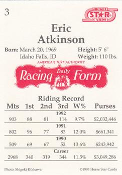 1993 Jockey Star #3 Eric Atkinson Back